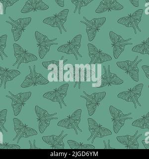 Luna moth seamless butterfly pattern for fabrics and wrapping paper and notebooks and summer clothes print and kids. High quality illustration Stock Photo