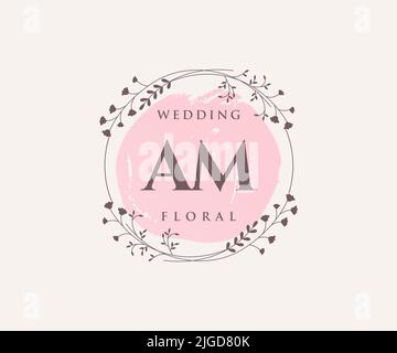 AM Initials letter Wedding monogram logos collection, hand drawn modern ...