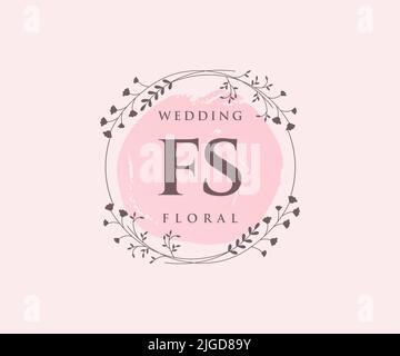 FS Initials letter Wedding monogram logos template, hand drawn modern minimalistic and floral templates for Invitation cards, Save the Date, elegant Stock Vector