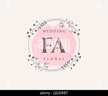 FA Initials letter Wedding monogram logos template, hand drawn modern minimalistic and floral templates for Invitation cards, Save the Date, elegant Stock Vector