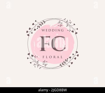 FC Initials letter Wedding monogram logos template, hand drawn modern minimalistic and floral templates for Invitation cards, Save the Date, elegant Stock Vector