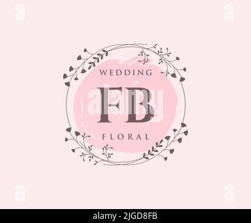 FB Initials letter Wedding monogram logos template, hand drawn modern ...