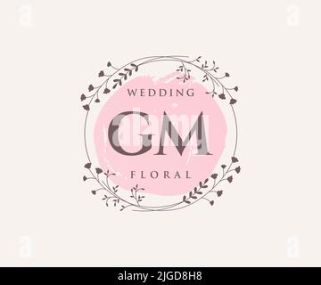 Gm letter wedding monogram logos template hand Vector Image