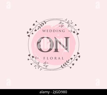 ON Initials letter Wedding monogram logos template, hand drawn modern minimalistic and floral templates for Invitation cards, Save the Date, elegant Stock Vector