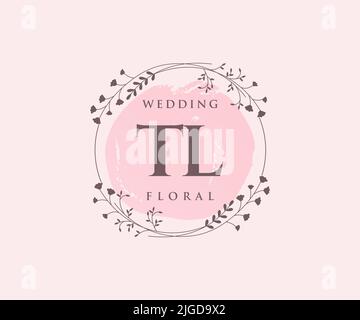 TL Initials letter Wedding monogram logos template, hand drawn modern minimalistic and floral templates for Invitation cards, Save the Date, elegant Stock Vector