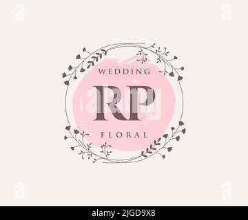 RP Initials letter Wedding monogram logos template, hand drawn modern minimalistic and floral templates for Invitation cards, Save the Date, elegant Stock Vector