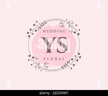 YS Initials letter Wedding monogram logos template, hand drawn modern minimalistic and floral templates for Invitation cards, Save the Date, elegant Stock Vector