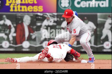 Philadelphia Phillies' Bryson Stott slides safely for a run on a