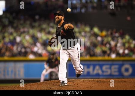 Phoenix, United States. 09th July, 2022. Arizona Diamondbacks pitcher Madison  Bumgarner (40) throws against the Colorado Rockies in the fifth inning  during a MLB baseball game, Saturday, July 9, 2022, in Phoenix.