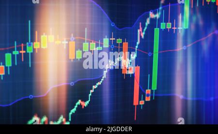 Stock exchange market graph analysis. Digital analytics and statistics. Stats and economy. Stock Photo