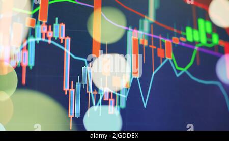 Stock exchange market graph analysis. Digital analytics and statistics. Stats and economy. Stock Photo