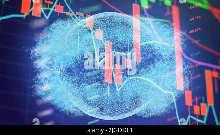 Stock exchange market graph analysis. Digital analytics and statistics. Stats and economy. Stock Photo
