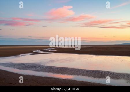 Southerness beach af dusk in summer. Southerness, Dumfries and Galloway, Scotland Stock Photo