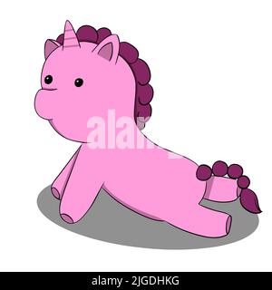 Pink unicorn doing fitness yoga Vector graphic Stock Vector