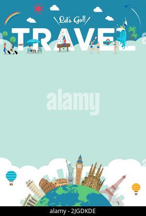 Let's go travel vector illustration ( poster size template ) Stock Vector