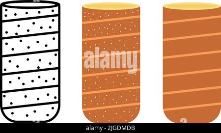 Chimney cake, kurtos kalacs sweet bread typical hungarian cake. Vector icon illustration Stock Vector