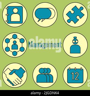 LMS icon set. Learning Management System. Color illustration for application. Vector. Stock Vector