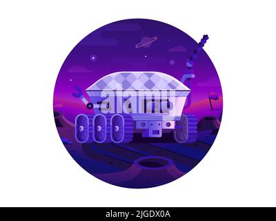 Moon Rover Robotic Explorer Space Circle Icon Stock Vector