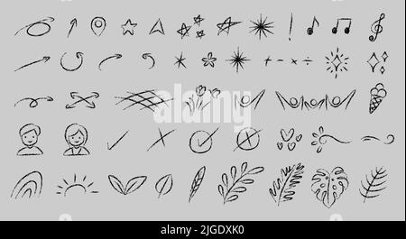 miscellaneous symbol and icon hand drawn chalk style vector illustration Stock Vector