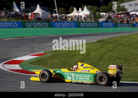 Martin Brundle in a Benetton B192 of 1992, action during the Formula 1 Rolex Grosser Preis Von Osterreich 2022, 2022 Austrian Grand Prix, 11th round of the 2022 FIA Formula One World Championship from July 8 to 10, 2022 on the Red Bull Ring, in Spielberg, Austria - Photo: Dppi/DPPI/LiveMedia Stock Photo