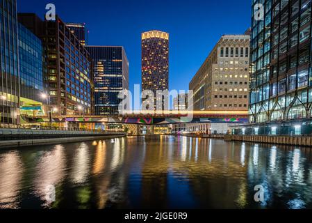 Long exposure in Canary Wharf, London, UK Stock Photo