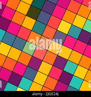diamond square shaped abstract mosaic tiles pattern with Diagonal symmetrical repeating beige squares or mesh of squares Multicolored background Stock Photo