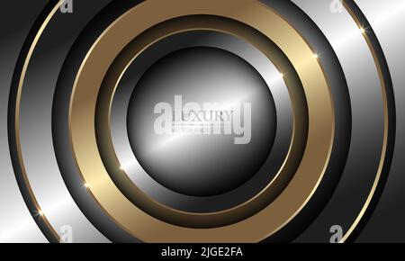 Abstract luxury realistic background with golden and metallic 3d rings, light effects and shadows. Vector illustration Stock Vector