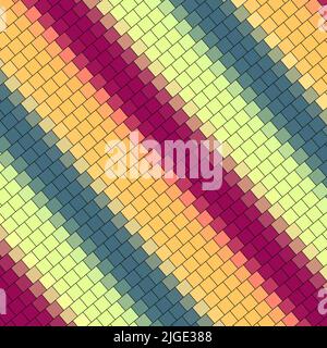 abstract squared Colorful palette brick wall texture background with geometric decorative illustration of Offset Quads grid art background design Stock Photo