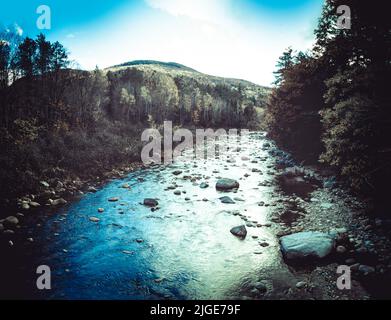 The wild river around Hastings, Maine in October Stock Photo