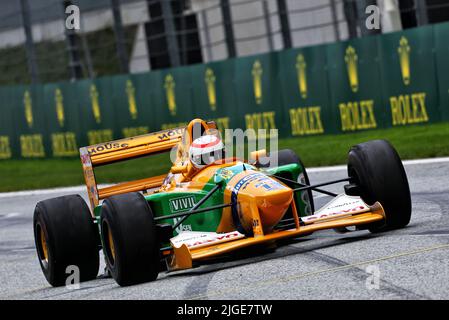 Spielberg, Austria. 10th July, 2022. A Martin Brundle (GBR) Benetton B192 from 1992. 10.07.2022. Formula 1 World Championship, Rd 11, Austrian Grand Prix, Spielberg, Austria, Race Day. Photo credit should read: XPB/Alamy Live News. Credit: XPB Images Ltd/Alamy Live News Stock Photo