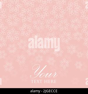 Vector white abstract flowers falling with cute pink background horizontal seamless border pattern Stock Vector