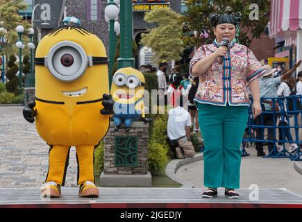 Osaka, Japan. 10th July, 2022. Japanese voice cast and comedian Naomi Watanabe attends an event for the film 'Minions: The Rise of Gru' at Universal Studios Japan in Osaka, Japan on Sunday, July 10, 2022. Photo by Keizo Mori/UPI Credit: UPI/Alamy Live News Stock Photo