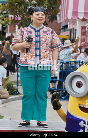 Osaka, Japan. 10th July, 2022. Japanese voice cast and comedian Naomi Watanabe attends an event for the film 'Minions: The Rise of Gru' at Universal Studios Japan in Osaka, Japan on Sunday, July 10, 2022. Photo by Keizo Mori/UPI Credit: UPI/Alamy Live News Stock Photo