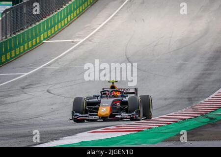 02 DARUVALA Jehan (ind), Prema Racing, Dallara F2, action during the 8th round of the 2022 FIA Formula 2 Championship, on the Red Bull Ring, from July 8 to 10, 2022 in Spielberg, Austria - Photo: Sebastian Rozendaal/DPPI/LiveMedia Stock Photo