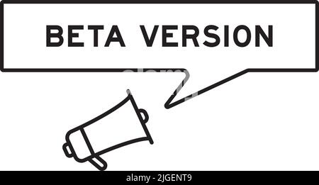 Megaphone icon with speech bubble in word beta version on white background Stock Vector