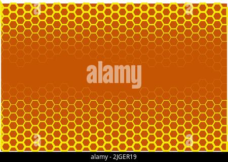 Illustration of a honeybee honeycomb. Illustration of hexagons with a copy space. Wax cells and honey Stock Vector