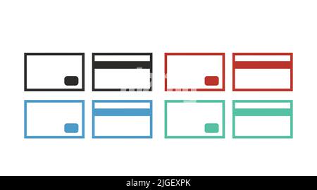 Credit Card Icon Set. Vector isolated editable flat illustration set Stock Vector