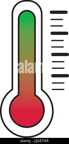 A vertical thermometer vector design showing tempreture from hot to cool Stock Vector