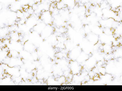 White marble texture with golden foil elements. Abstract vector background. Stock Vector