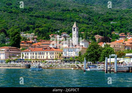 Port of Baveno on Lake Maggiore (Lago Maggiore) in the province of Verbano-Cusio-Ossola in the Piedmont in northern Italy Stock Photo