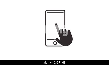 Smartphone in hand illustration in flat style. Mobile device vector ...