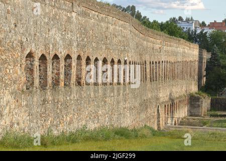 Historical Acueducto de San Lazaro in Merida, Extremadura, Spain Stock Photo