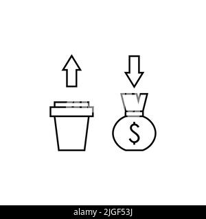 line icon recession the price of goods goes up and the value of the currency goes down. Stock Vector