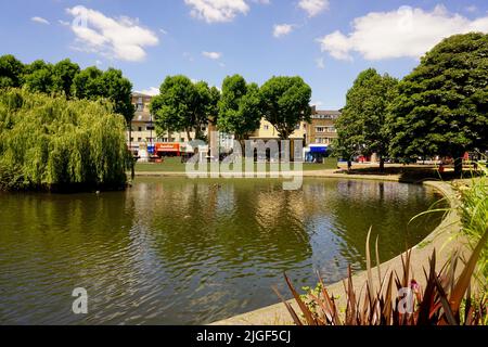 Pond on Feltham Green, London, United Kingdom Stock Photo