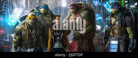 MICHELANGELO, LEONARDO, MEGAN FOX, RAPHAEL, DONATELLO, TEENAGE MUTANT NINJA TURTLES, 2014 Stock Photo