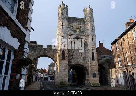 Monk Bar on a winter morning, York Stock Photo