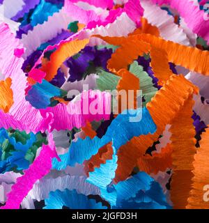 colorful crepe ribbons, tangled ribbons taken in shallow depth of field, abstract background Stock Photo