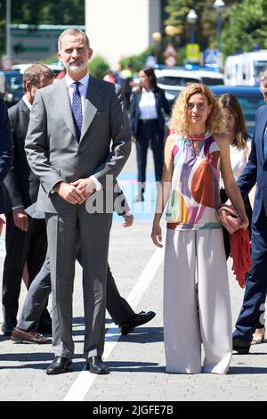 Ermua, Bizkaia, Spain. 10th July, 2022. King Felipe VI of Spain, Meritxell Batet attends Tribute to the Victims of Terrorism on the occasion of the 25th anniversary of the kidnapping and murder of Miguel Angel Blanco at Municipal Sports Centre 'Miguel Angel Blanco' on July 10, 2022 in Ermua, Spain (Credit Image: © Jack Abuin/ZUMA Press Wire) Stock Photo