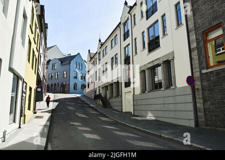 ALESUND, NORWAY - JULY , 2018. View of Centre of Alesund town , More og Romsdal County, renowned for its beautiful Art Nouveau buildings. Stock Photo