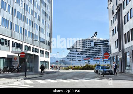 ALESUND, NORWAY - JULY , 2018. View of Centre of Alesund town , More og Romsdal County, renowned for its beautiful Art Nouveau buildings. Stock Photo